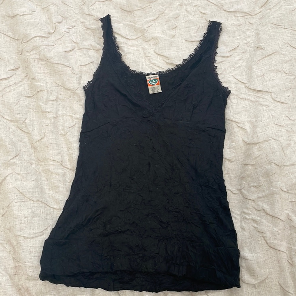 Weavers girl black crinkle tank top size medium